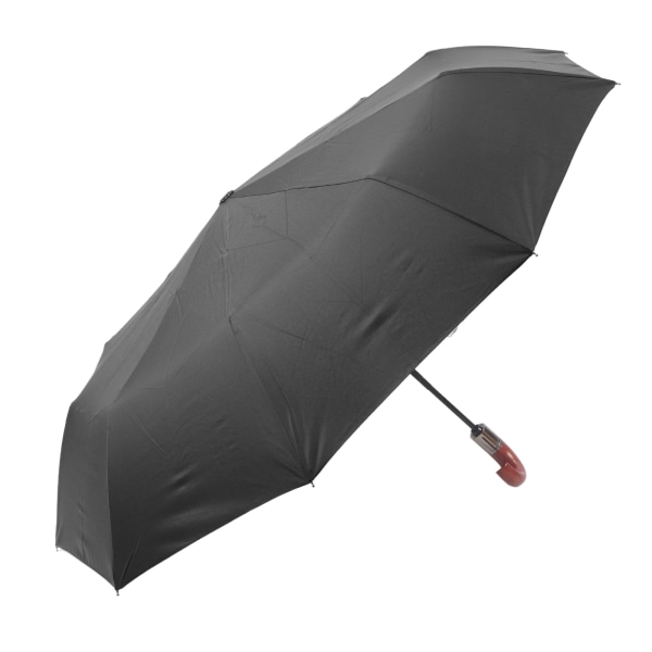 Kokoontaittuva sateenvarjo 10 Luu UV-suoja Auto Open Auto Close Tuulenpitävä sateenvarjo kaareva puinen kahva miehille Naisille Ei-liimatyyppi
