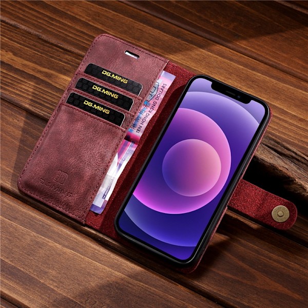 Läder Telefonfodral för iPhone 13 pro gråbrun