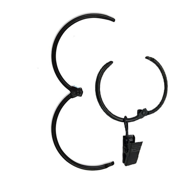 Gardinringe med klemmer sort 20 styk – pa