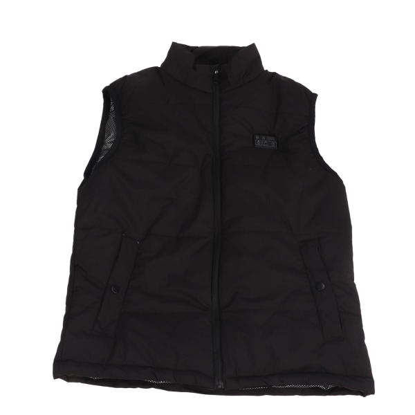 15 Soner Oppvarming Oppvarmet Vest med Temperaturvisningsbryter Elektrisk Varmejakke for Winter Black 2XL