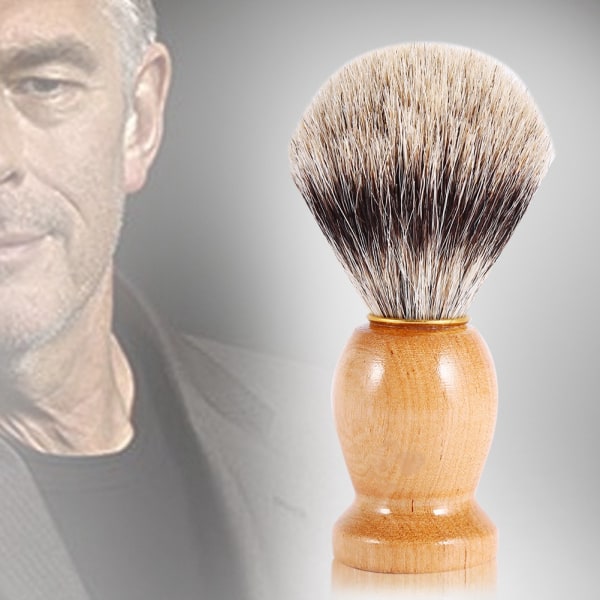 1 St. Professionellt trähandtag för män rakborste Faux Badger Hår Barber Beauty Tool