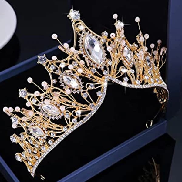 Drottningkrona gotisk rhinestone bryllupstiara og krone til brud