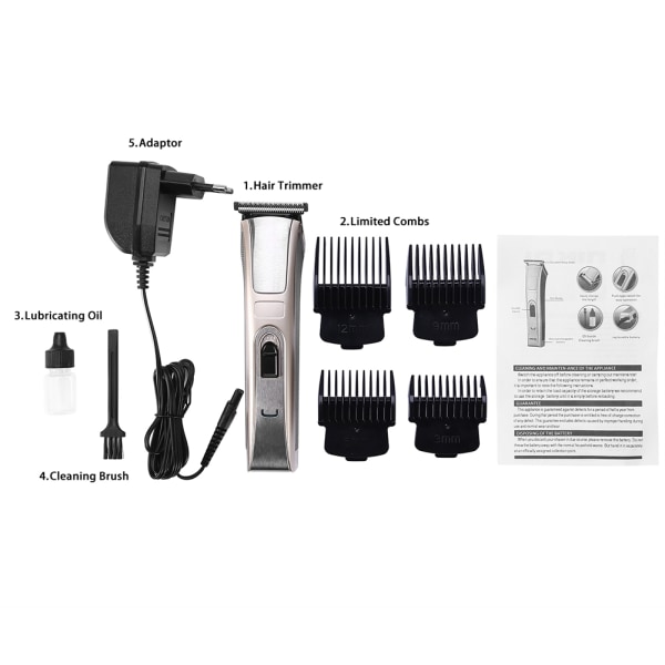 Elektrisk trådløs hårtrimmer Oppladbar hårklipper Barbermaskin Hårklippemaskin med Limit Comb