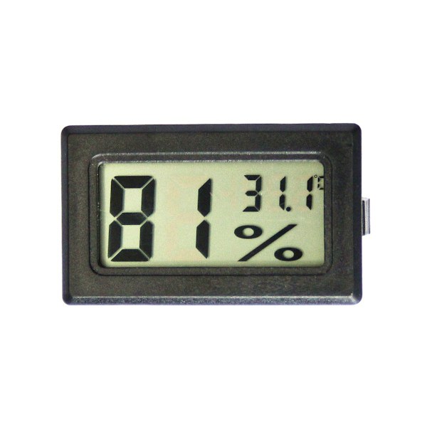 Mini digitalt termometer hygrometer måler sort/hvid (6-pak - firkantet) sort black Celsius