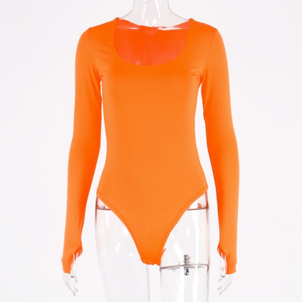 Kvinnor långärmad body Fashionabla charmiga slim fit body trikot för Dancing M Orange