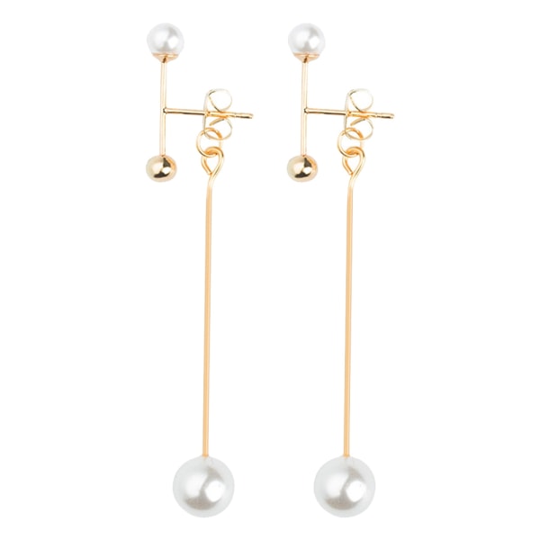 Fashionabla pärlörhängen för kvinnor med långa öronstift för festbröllopsbankett (guld)