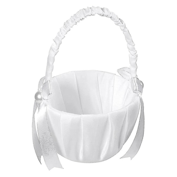 2-pack bröllopsblomsterkorg i satin med rosett, blomsterkorg för fest med rosett