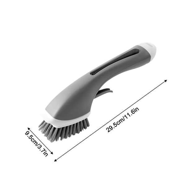 Automatic Dish Brush with Long Handle, Soap Dispenser, Sponge, Grey