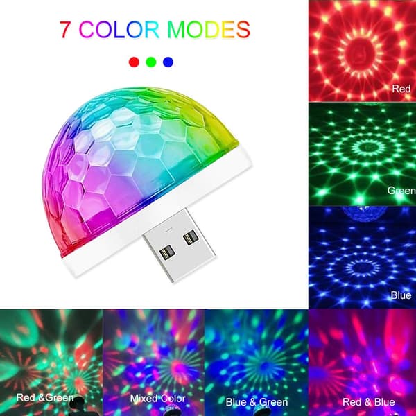 USB Mini Discolys, 3-pak, Lydaktiverede Festlamper