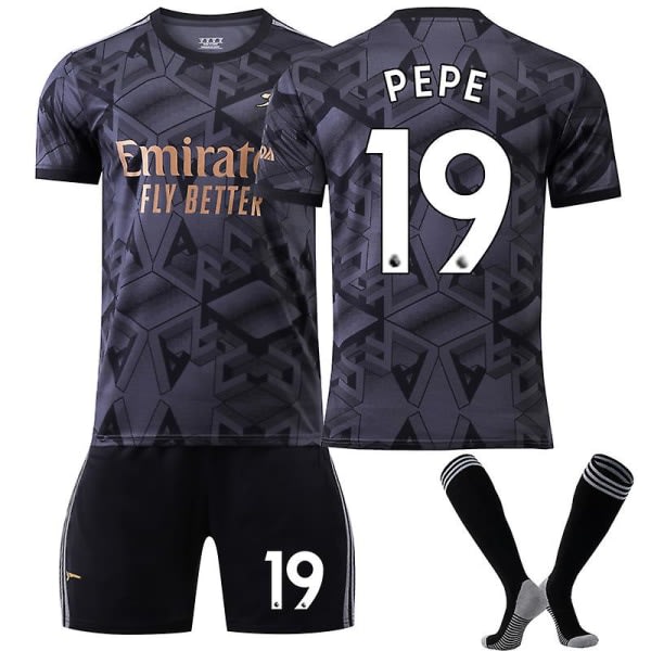 22-23 Arsenal Away Set T-paita #19 Pepe Uniform Fotbollströja L