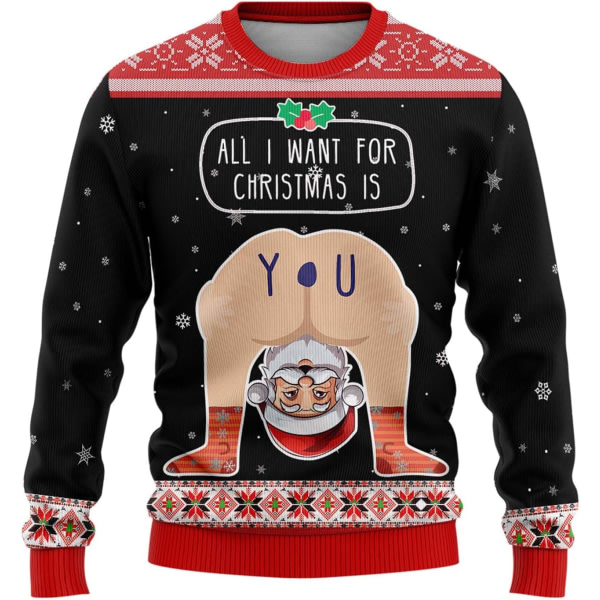 Lustiga situationer Ugly Christmas Sweaters - Dirty Joke Herrtröja Xmas Holiday Crew Neck Shirt Set-REKOMMENDERAR D&4XL