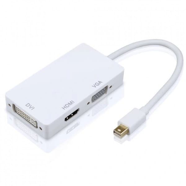 Thunderbolt Mini DP displayport til HDMI DVI VGA, 3 i 1, til Macbook
