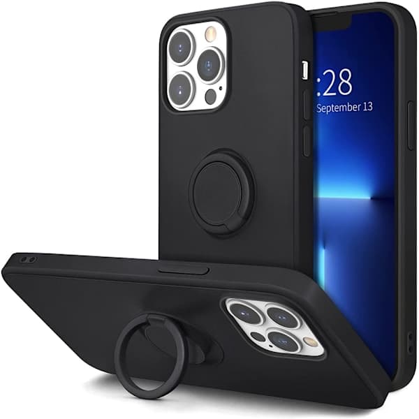 iPhone 12/12 Pro - Silikonecover med Magnetisk Ringholder Vælg Farve Blå