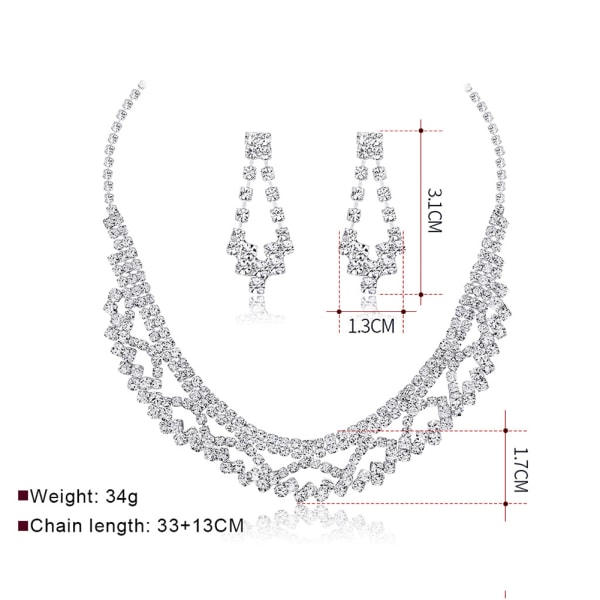 Fashionabla strass smycken Set för bröllop bröllop halsband örhängen CA449-A