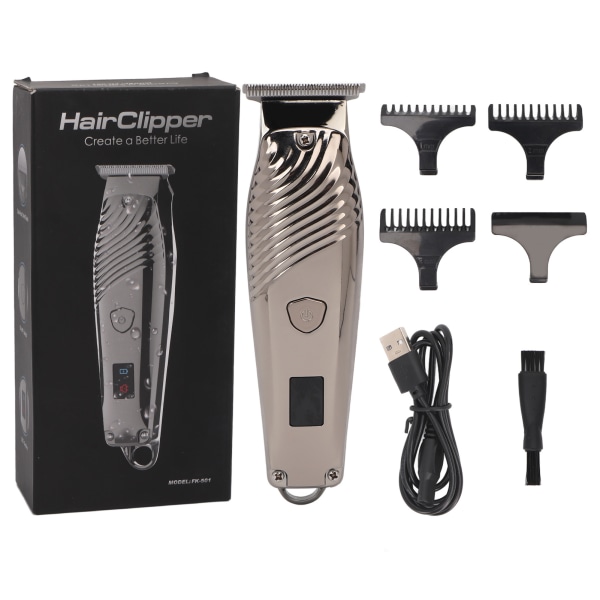 Hårtrimmer Uppladdningsbar Lågbrussäker Bärbar elektrisk hårklippare med 3 guidekammar för män