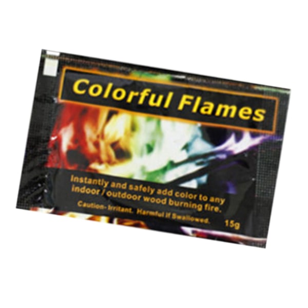 Farvet flammepulver Brandflammefarvepakker Langtidsholdbare pulserende flammefarveskiftende pulver til indendørs udendørs 15g