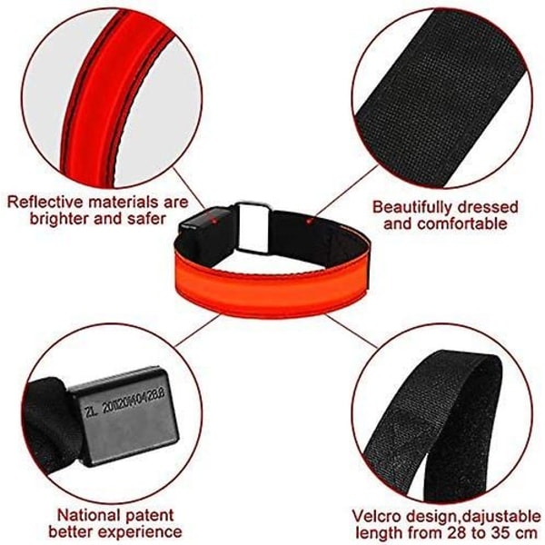 LED-armband, 4-pack reflekterande LED-ljusarmband, ljusband, barns nattljus för löpning, jogging, hundpromenader, löpning, utomhussporter