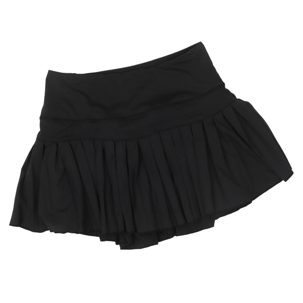 Tennis plisserad kjol Andas innershorts Fashionabla svarta sportkjolar för kvinnor med fickor för löpyoga M