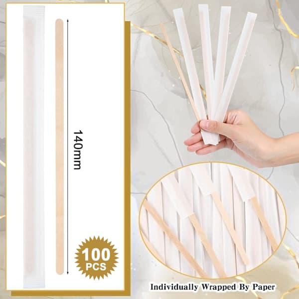 100 kaffepinner, 14 cm lange trepinner for kaffe