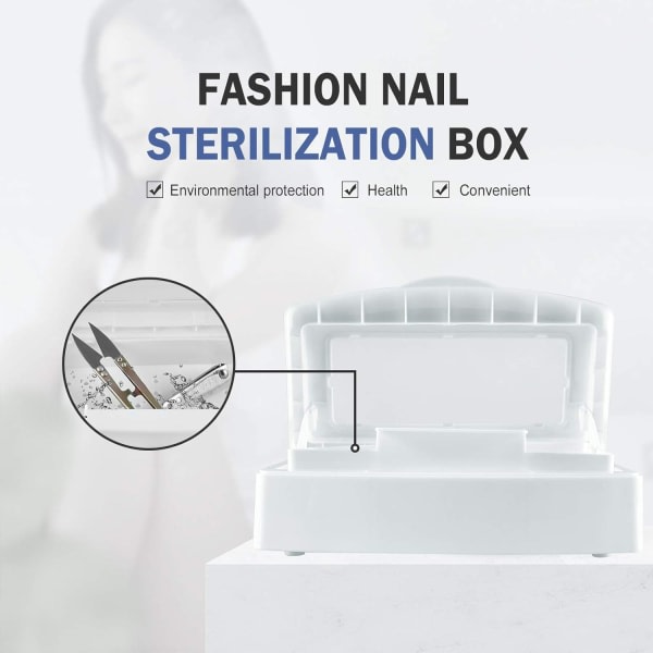 Nail Art Tool, Plastic Clean Sterilisator Box Organizer for naglar, pincett, frisørsalonger, spa- og skärmanikyrutstyr (1 st)