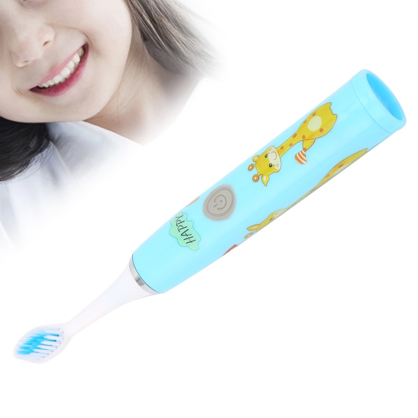 Elektriske tannbørster for barn tegneseriemønster Batteridrevet myk børste Hår Vanntett tannbørste 1,5V blå