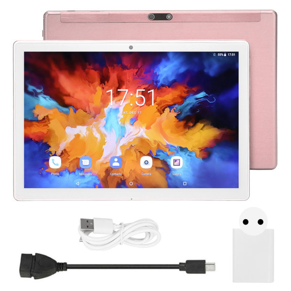 10,1 tuuman tabletti FHD 8 Gt RAM 128 Gt ROM Quad Core Dual Camera 5G WiFi 6000mAh Office Tablet lukemiseen EU Plug 100?240V Pink