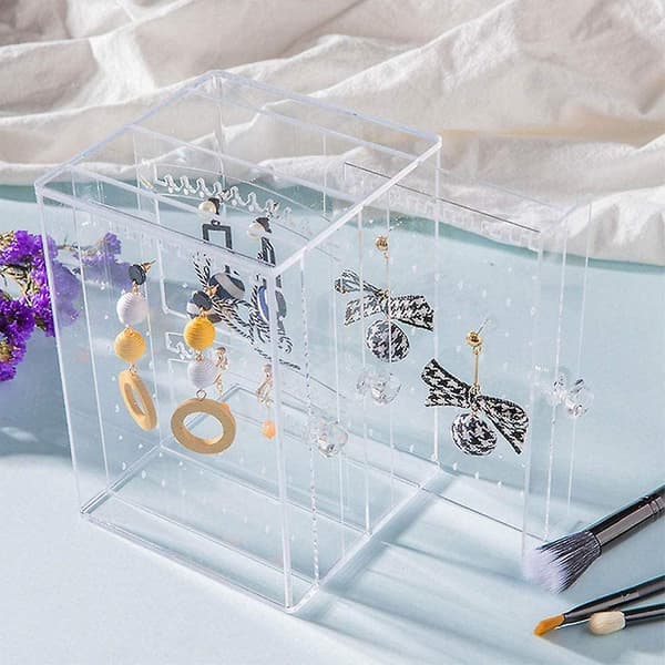 Øreringeholder Akryl Støvtæt Gennemsigtig Øreringe Display Organizer Øreringe Opbevaring (Box)