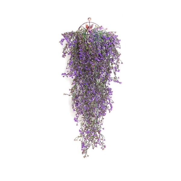 Konstgjord hängande växt - lila, 75 cm, för trädgård, festväggdekoration, sett om 2
