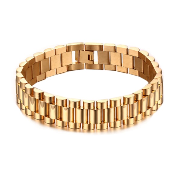 Golden Link Chain Armbånd Dekoration Moderigtigt Simpel Geometrisk Form Tykt Link Armbånd Guld