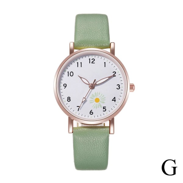 Koreanskt mode lysande klocka Enkelt läderarmband Damkvarts Green One size