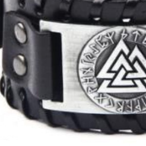 PU Læderarmbånd Europæisk Retro Smukt Sort Viking Totem Armbånd til fester Cosplay