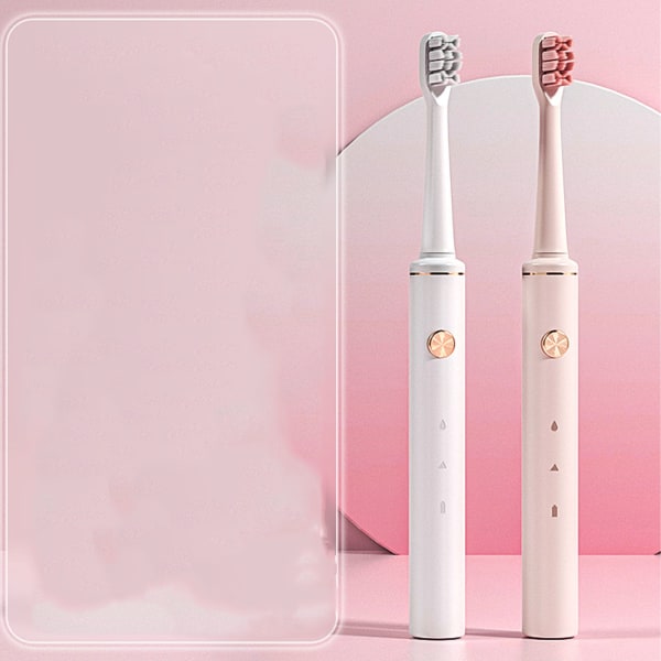 El-tandbørste USB-opladning Bløde børster Voksentandbørste Tandrengøringsbørste 2 gear Justering Pink