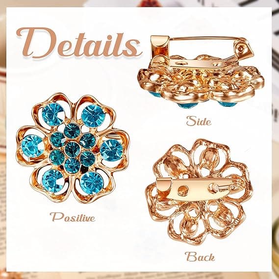 12 stk. krystallknappbrosjer, Rhinestone-knapper Skjerfspenne Blomsterbrosjer Nål Rhinestone Kit Dekorasjon