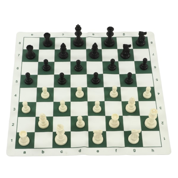 Sjakksett med PP sjakkstykker imitert skinn PU sjakkbrett bindende fløyelsveske Reisesjakk brettspillsett for barn