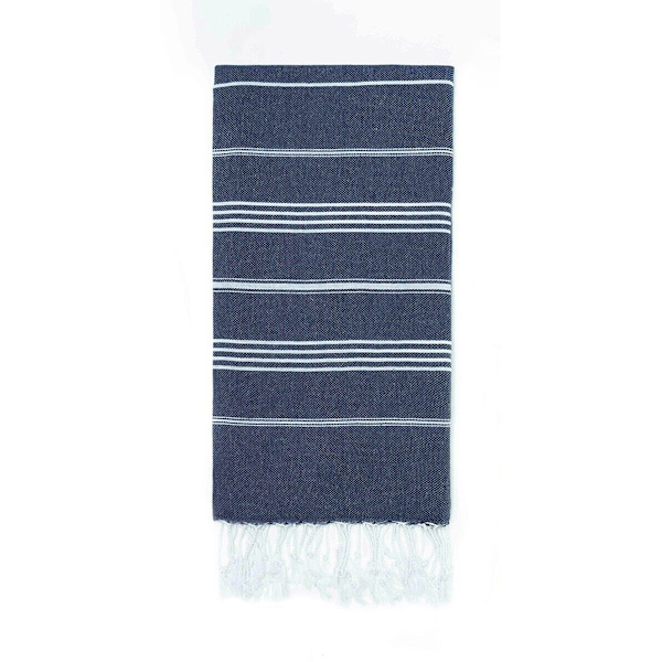 Raidallinen kylpyhuoneen pyyhe Dark blue Mörkblå