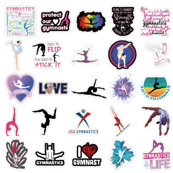 100 st Sports Gymnastik Gym Cartoon Stickers Scrapbog