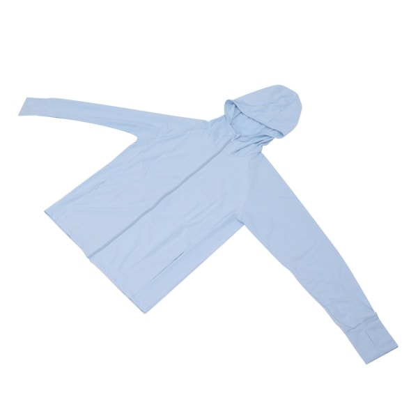 Solbeskyttelsesjakke for kvinner UPF 50+ utendørs pustende langermet hettegenser med UV-beskyttelse (blå)(XL/2XL)