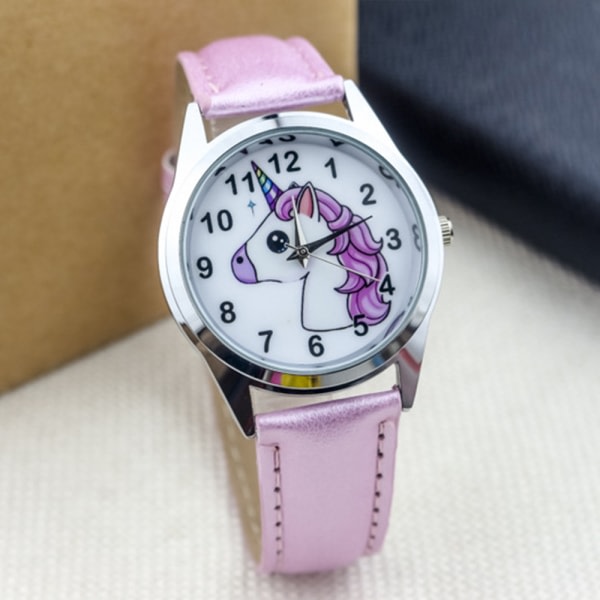 Barn Unicorn sarjakuva watch för flickor Pink
