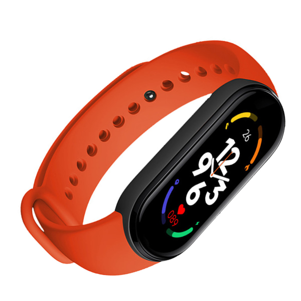 M7 Smart Armbånd Multifunksjon Silikon Dynamisk Farge Storskjerm Fitness Watch Band for Puls Søvn Monitoring Rød