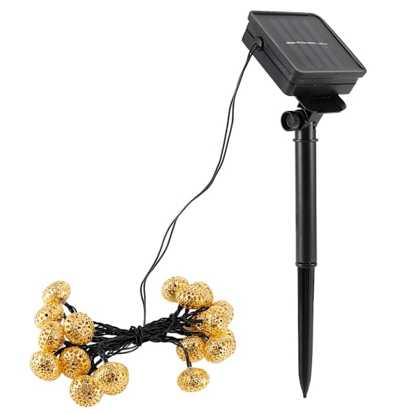 20LED Solcellelampe Globelysstreng Dekorlys for Julefest Gull