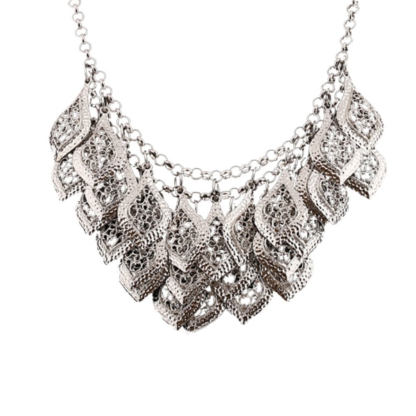 Vintage Multilayer hule blade halskæde kraveben luksus halskæde smykker sølv