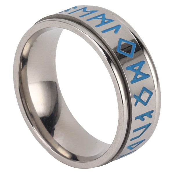 Fasjonabel roterbar båndring menn kvinner titan stål tegn gravert ring smykker tilbehør Stål farge størrelse 9