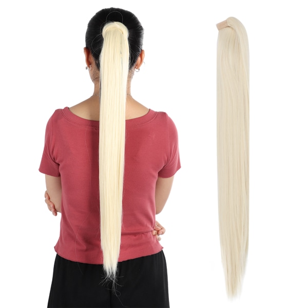 Kvinner langt rett hårforlengelse hestehale parykkklemme i hestehale falskt hårstykke Styling 01#