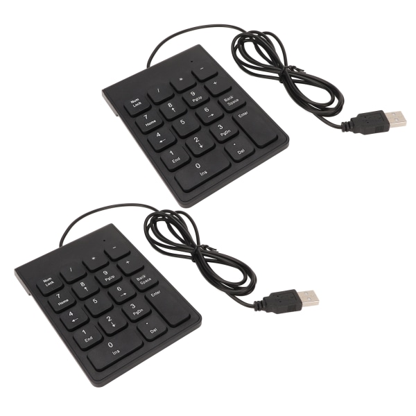 Kablet numerisk tastatur 18 taster Ergonomisk USB Plug and Play Stille indtastning Mini numerisk tastatur til pc Laptop Desktop 2 stk.