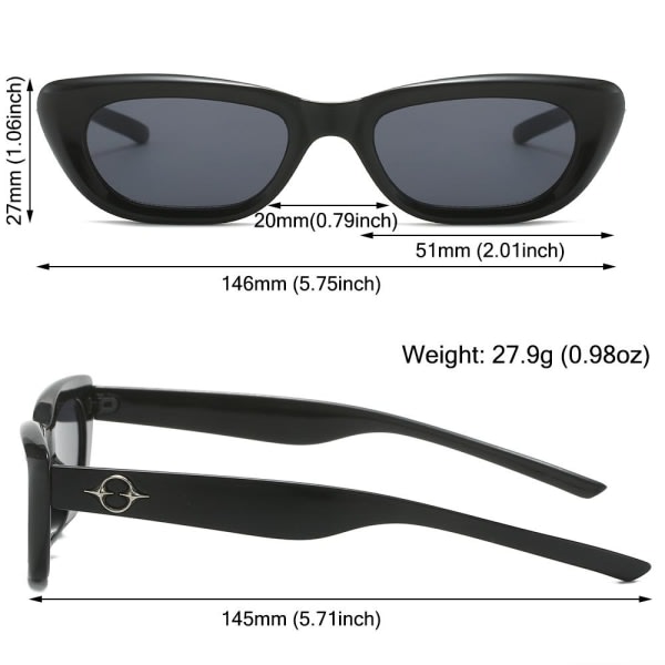 Cat Eye Solbriller Star Y2K Solbriller SVART-SORT SVART-SORT Svart-Sort Black-Black