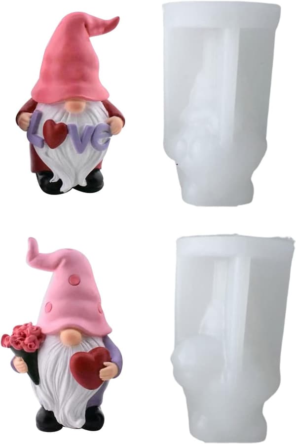 Alla hjärtans dag Gnome Form, Gnome Ljusform 2Pcs
