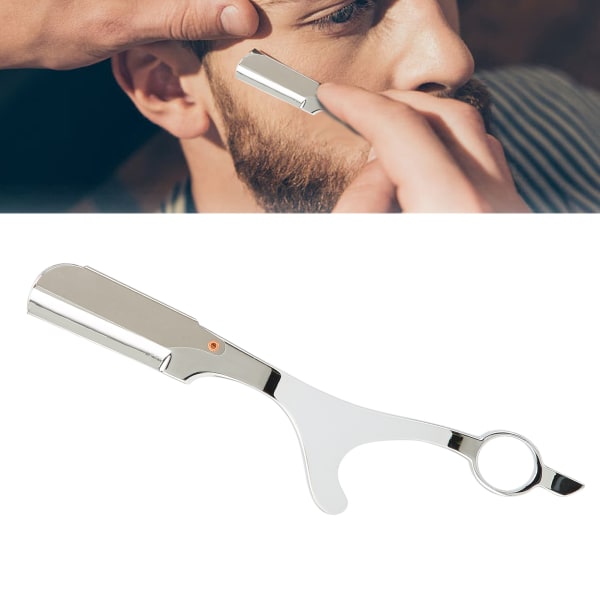 Barber Straight Edge Razor Zink Legering Professionel Haircutting Finger Roter Straight Razor til mænd Sølv