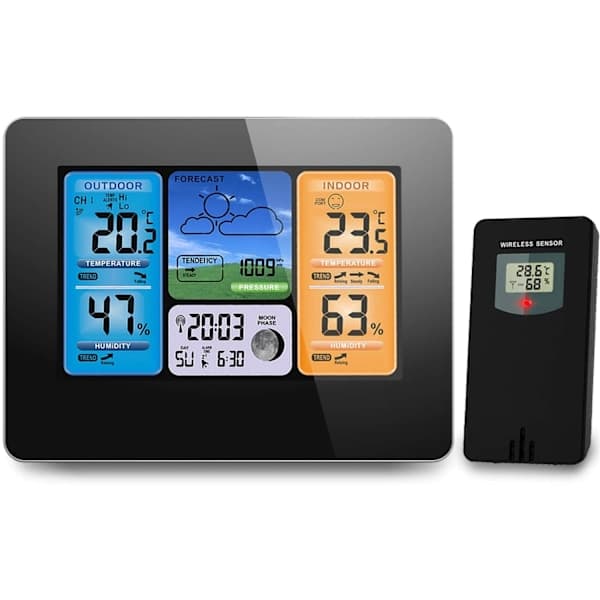 Elegant vejrstation med display BD-902, sort