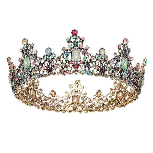 Jeweled barok Queen Crown - Strass bröllopskronor og tiaror for women, kostymfest hårtillbehör