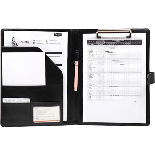 Black - Leather Portfolio A4 Folder Business Portfolio Writing